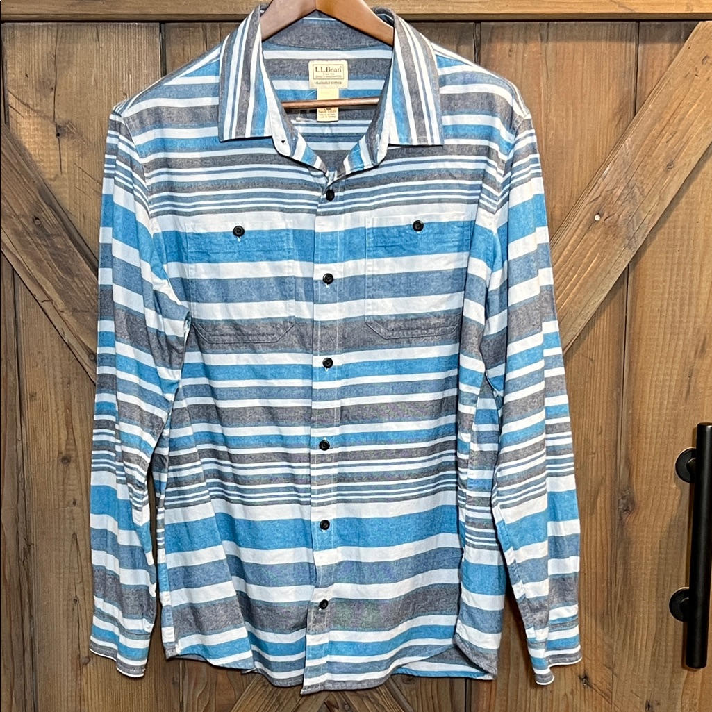 Ll Bean Wicked Soft Flannel Shirt Slightly Fitted Mens Large Button Twilight